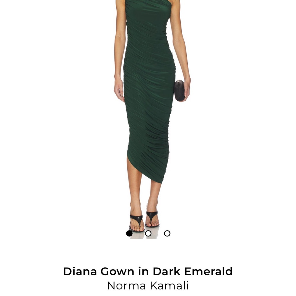 Norma Kamali Diana Asymmetrical Ruched Gown in Dark Emerald